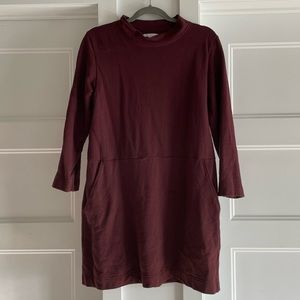 COS burgundy mock neck sweatshirt dress size S